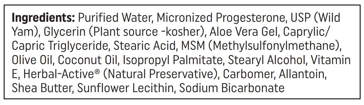 Nutritional Frontiers Progesterone 50 Ingredients