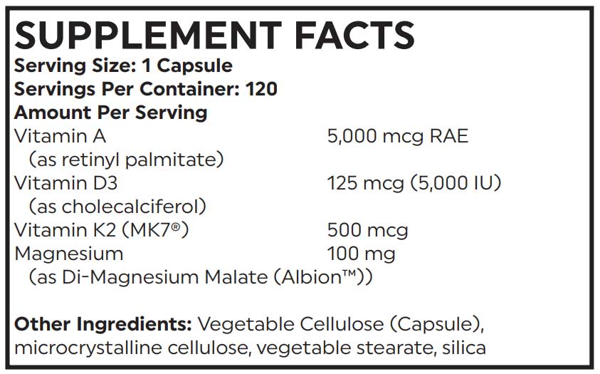 Nutritional Frontiers Super K2 Plus (Formerly K2+) Ingredients