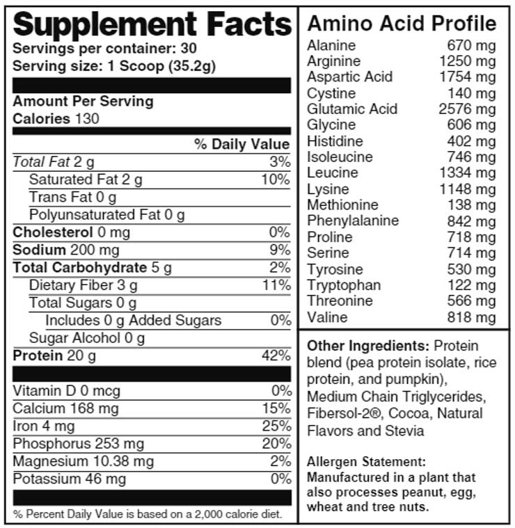 Nutritional Frontiers Super Shake Chocolate Ingredients