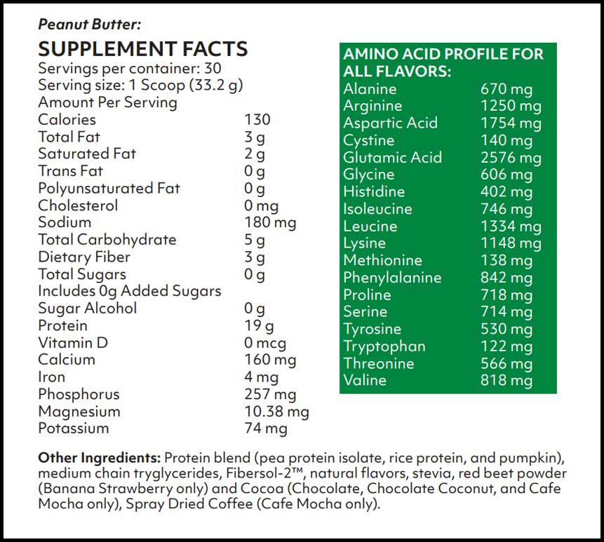 Nutritional Frontiers Super Shake Peanut Butter Ingredients