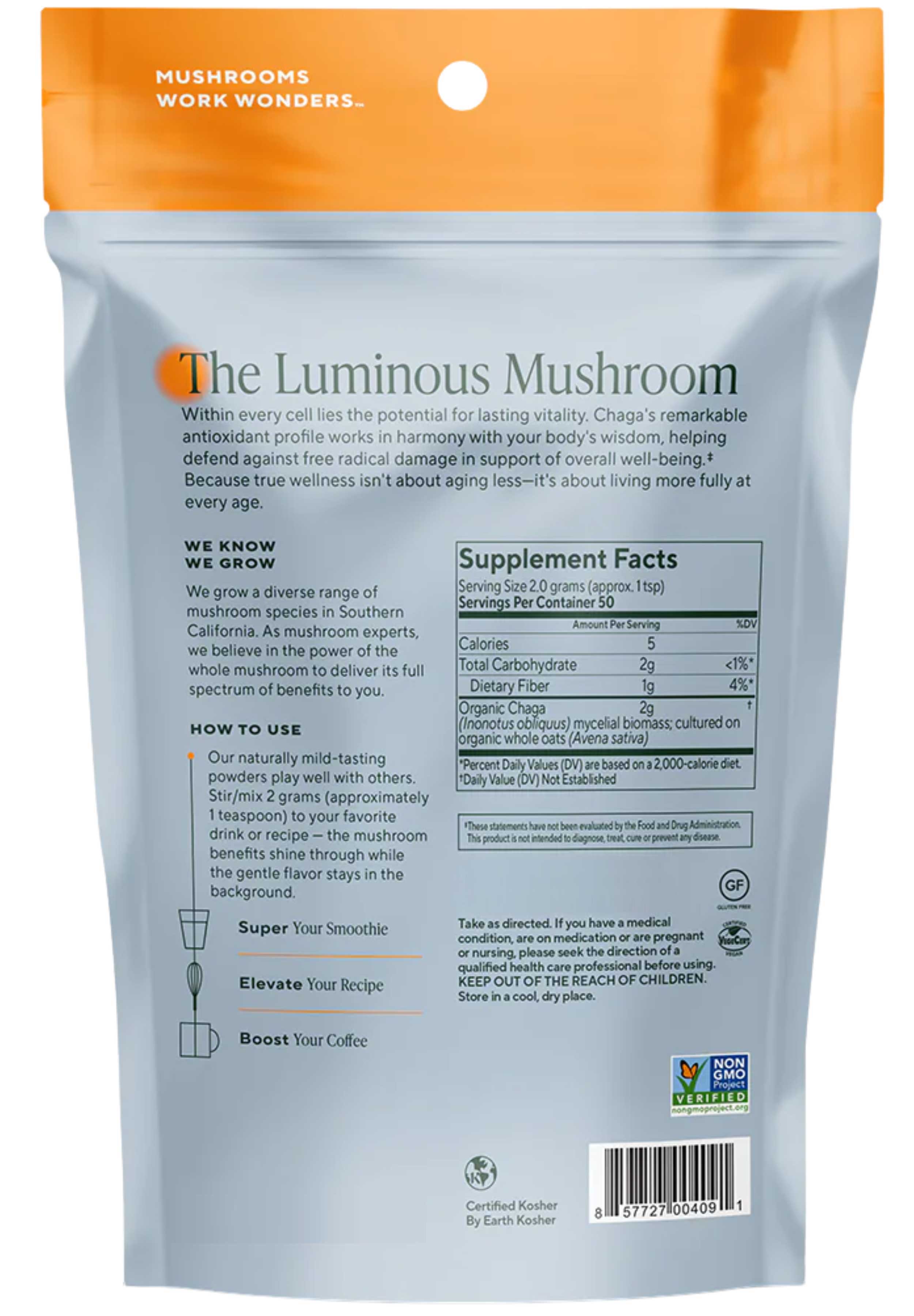Om Mushroom Superfood Chaga Powder Ingredients