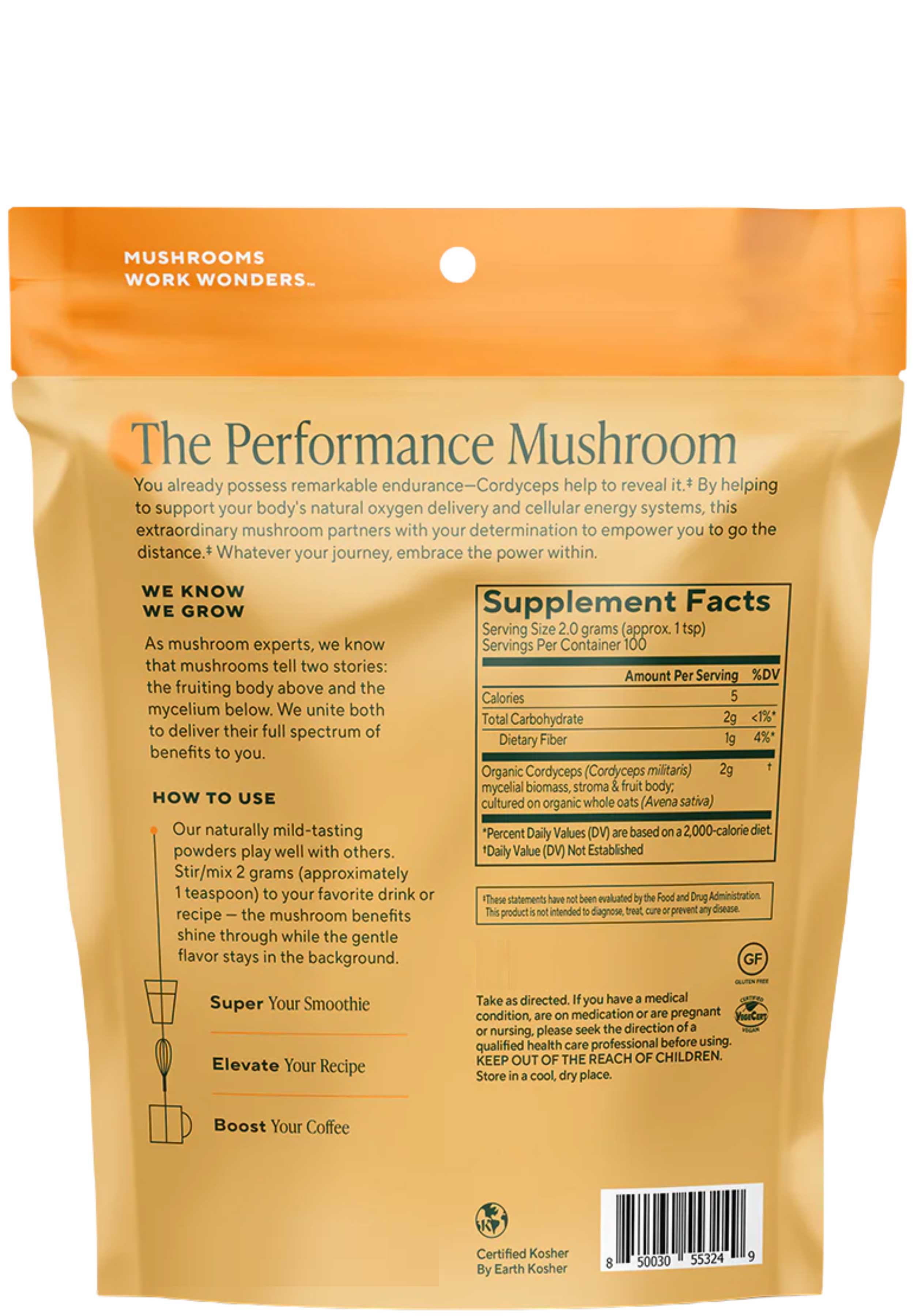 Om Mushroom Superfood Cordyceps Militaris Powder Ingredients