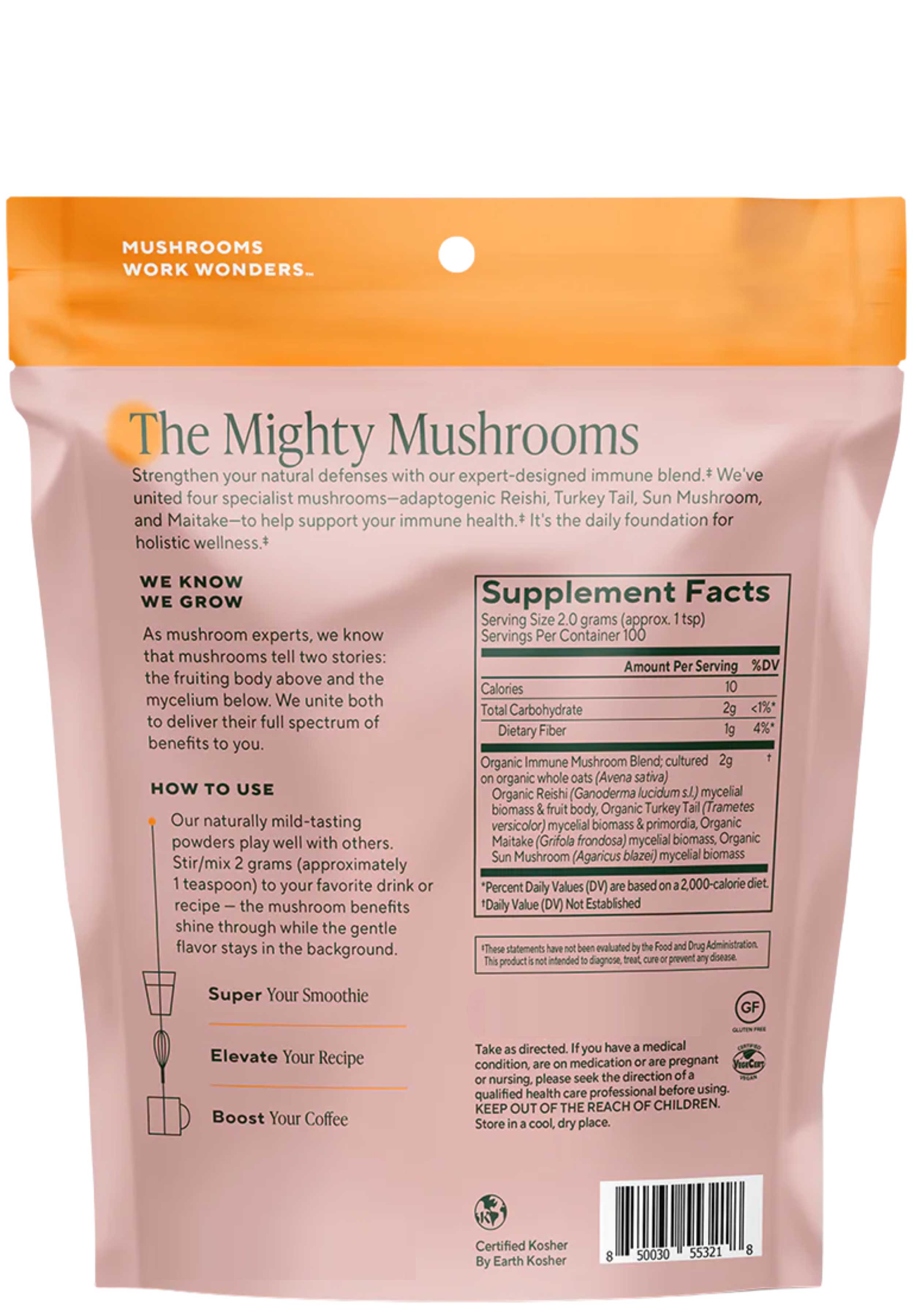 Om Mushroom Superfood Immune Defense Powder Ingredients