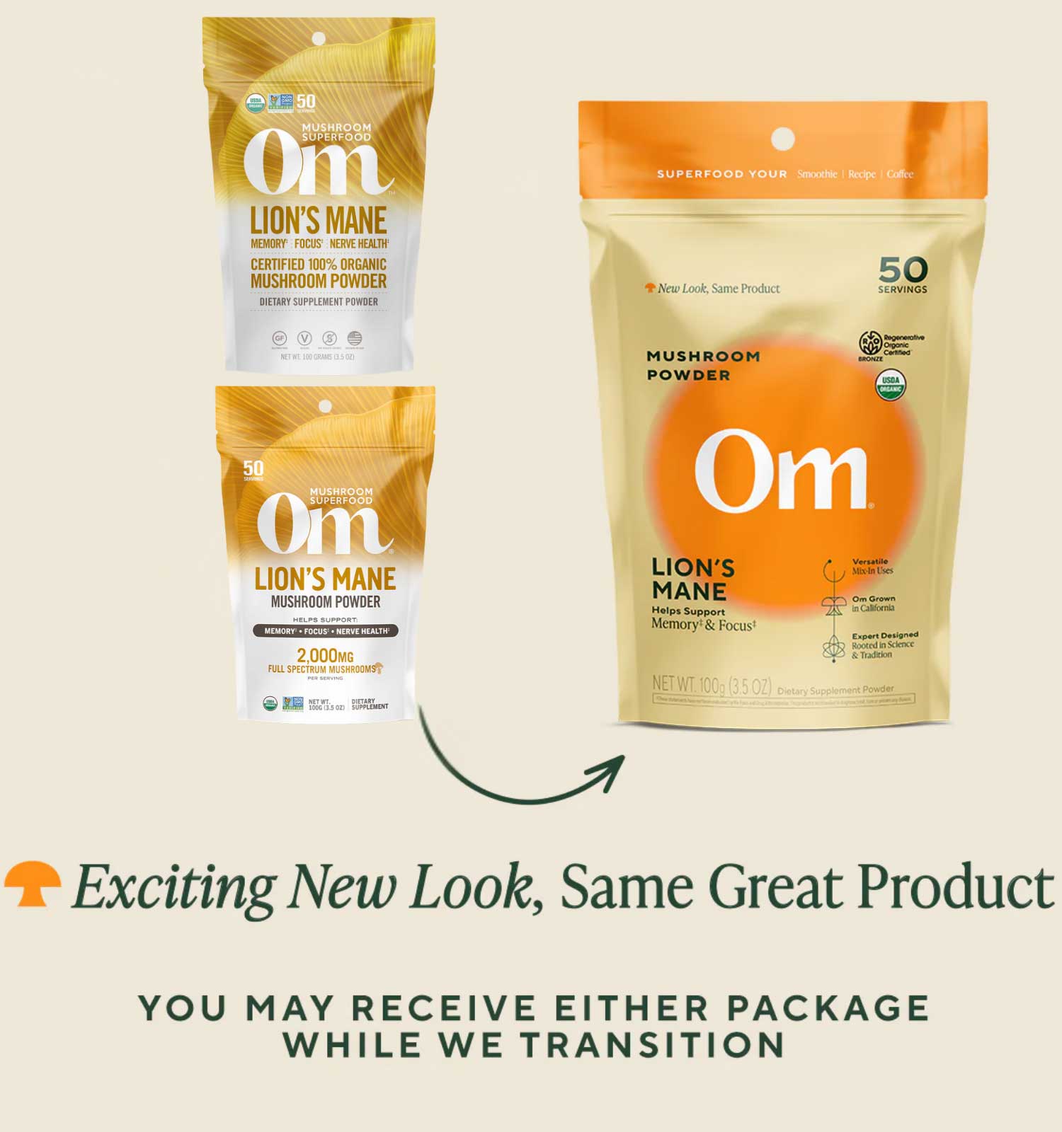 Om Mushroom Superfood Lion's Mane Powder New Look