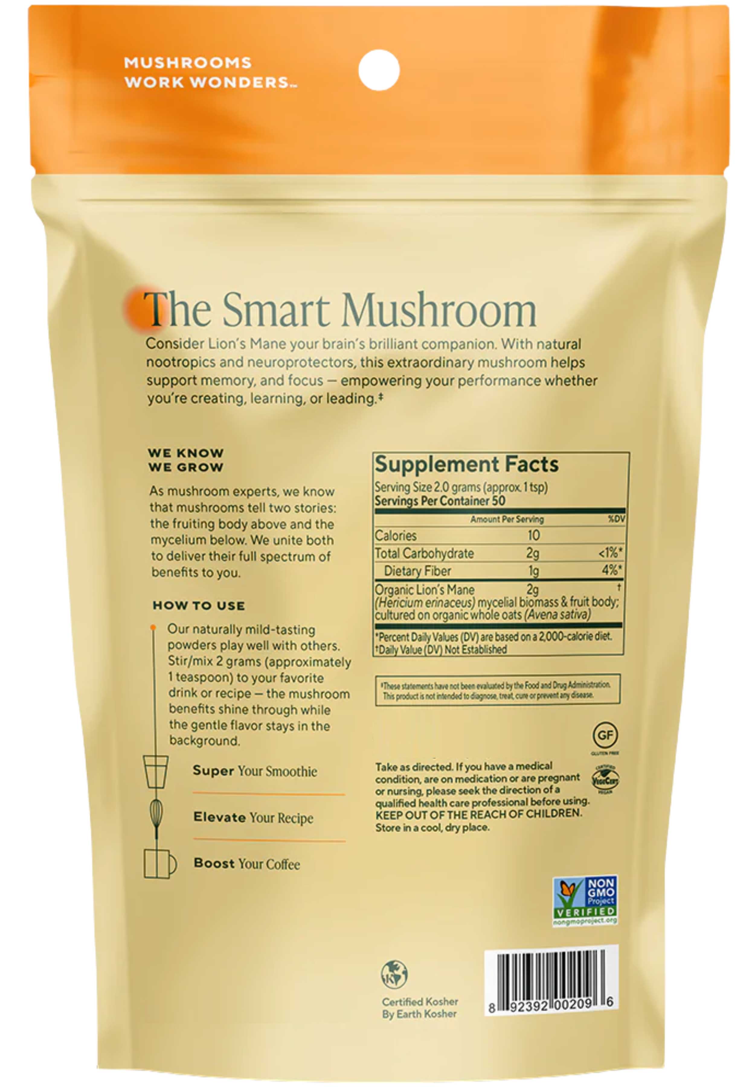 Om Mushroom Superfood Lion's Mane Powder Ingredients