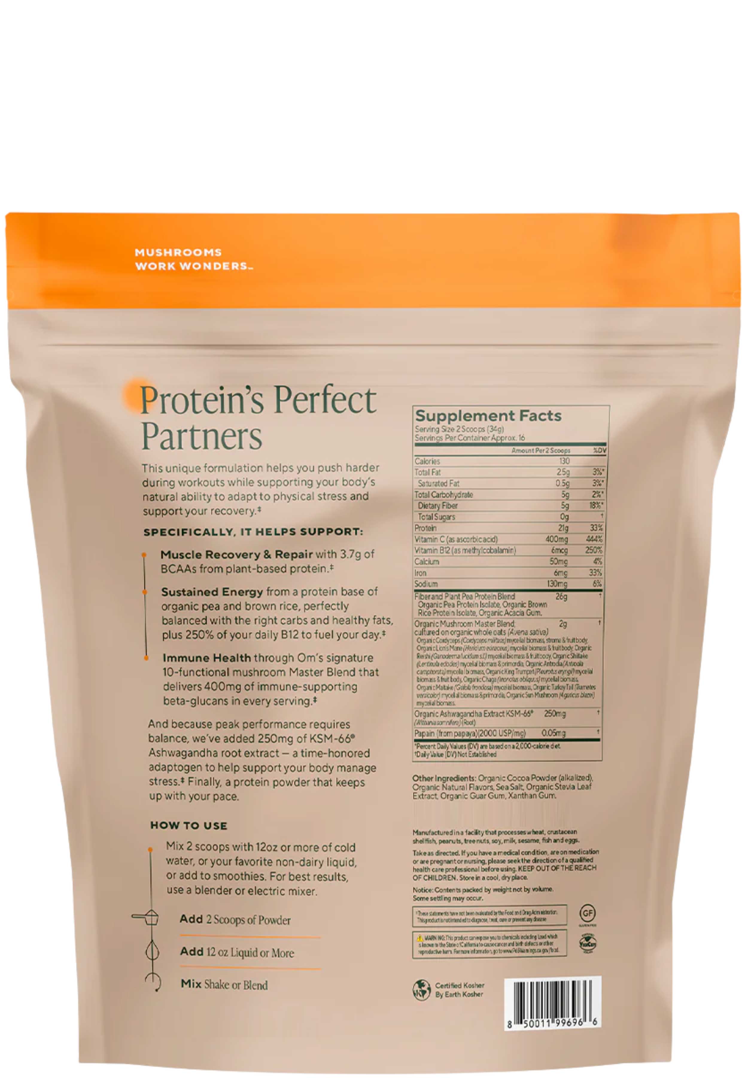Om Mushroom Superfood Master Blend Chocolate Protein Ingredients