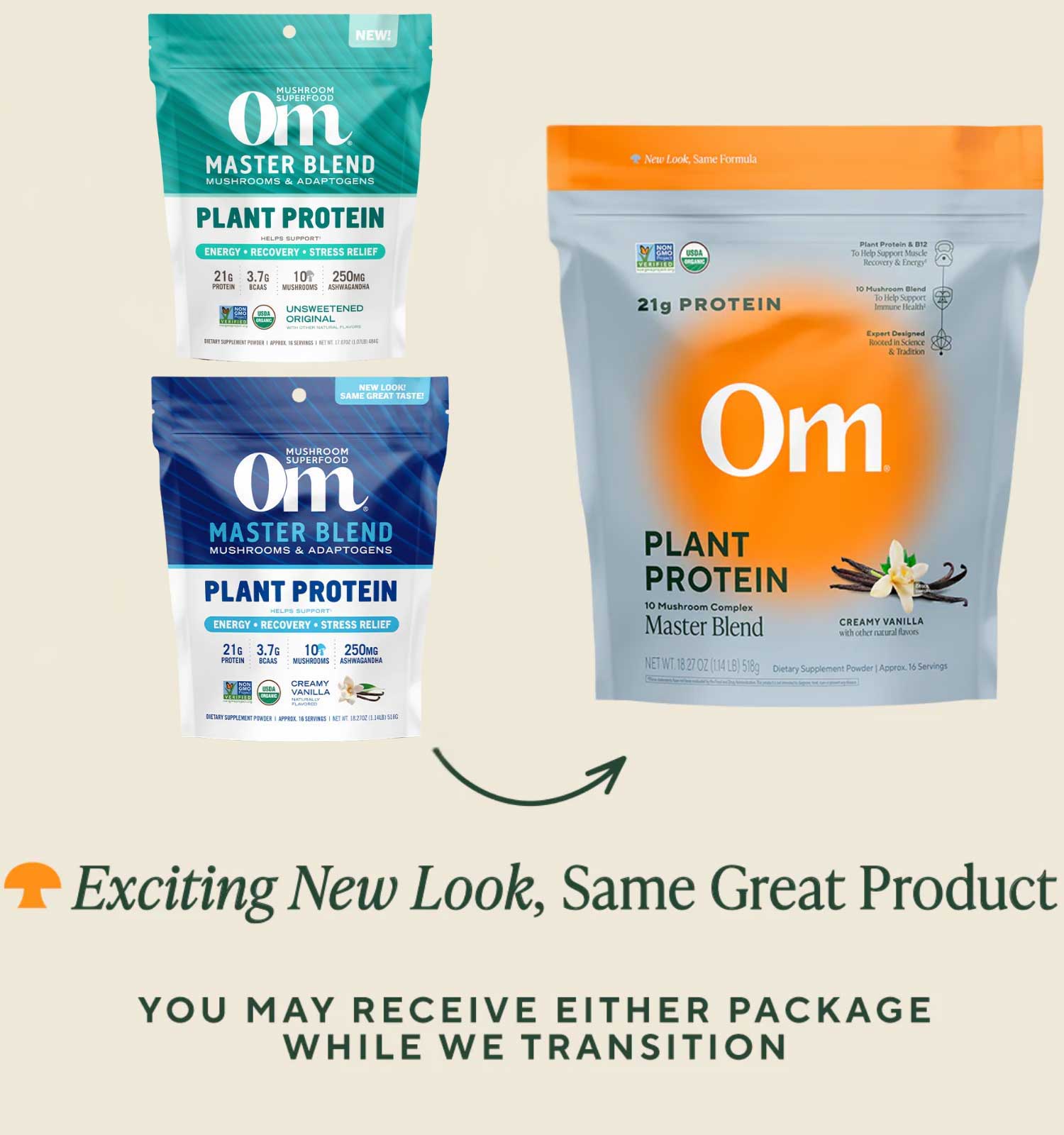 Om Mushroom Superfood Master Blend Plant Protein New Look
