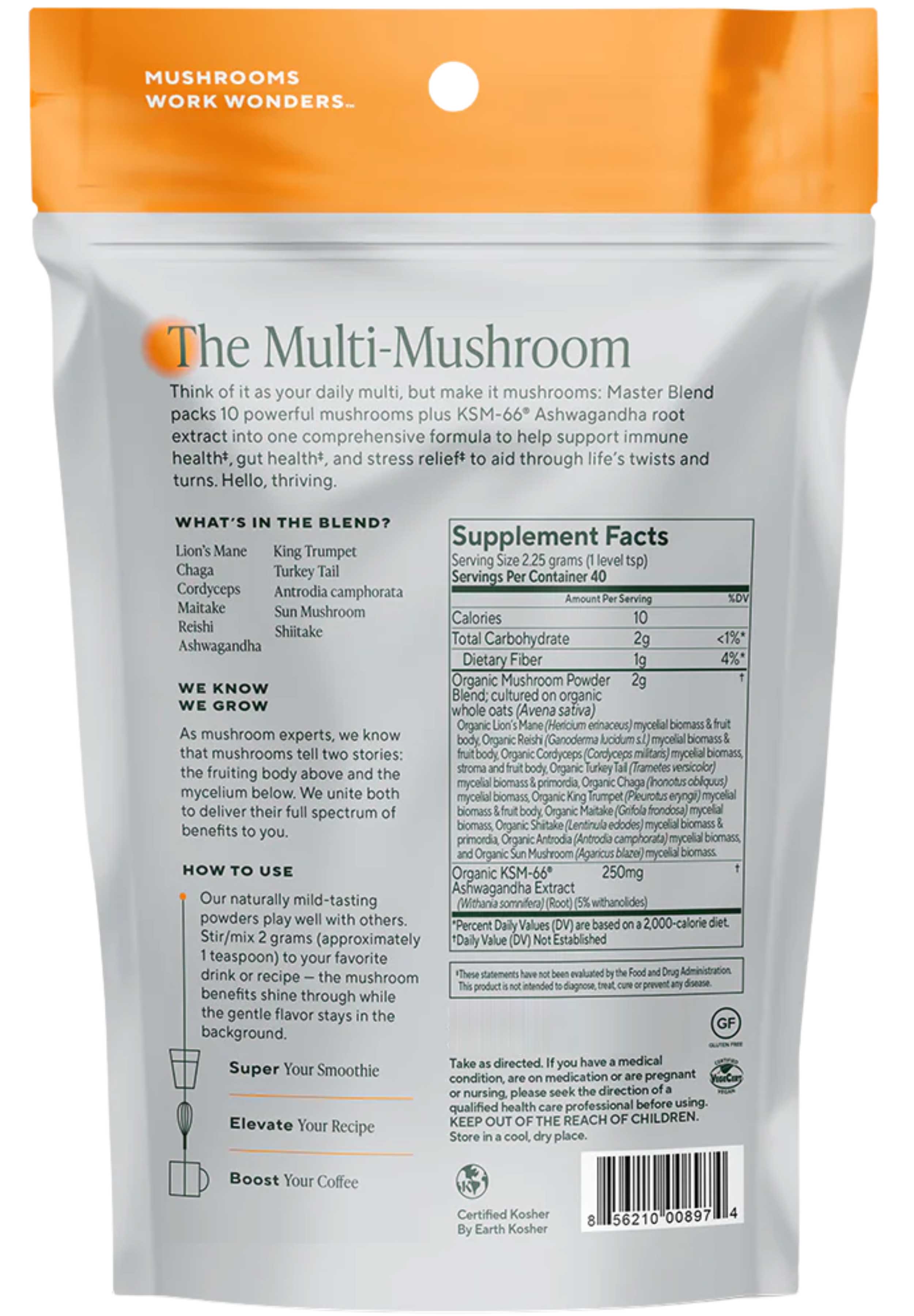 Om Mushroom Superfood Master Blend Powder Ingredients