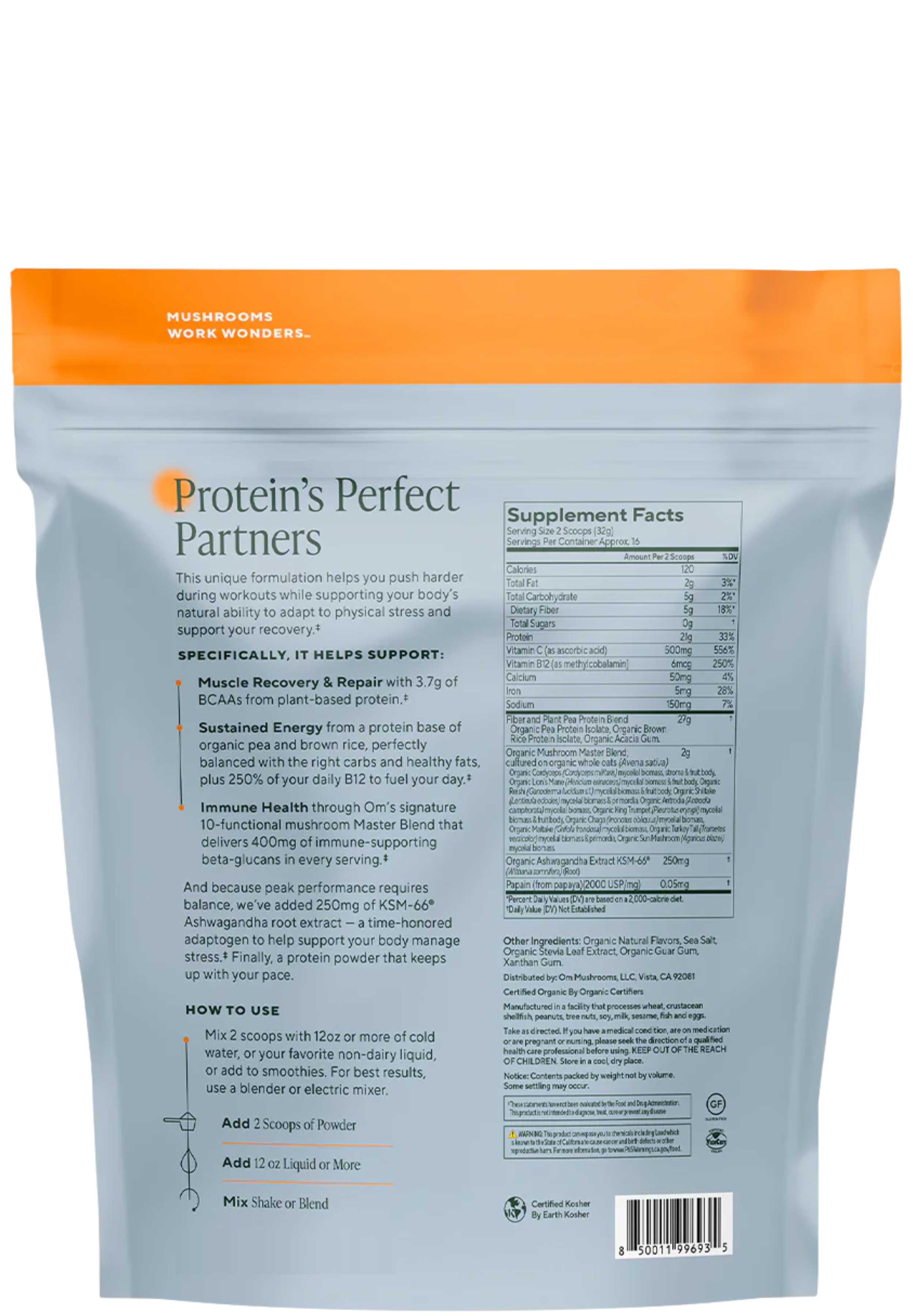 Om Mushroom Superfood Master Blend Vanilla Protein Ingredients