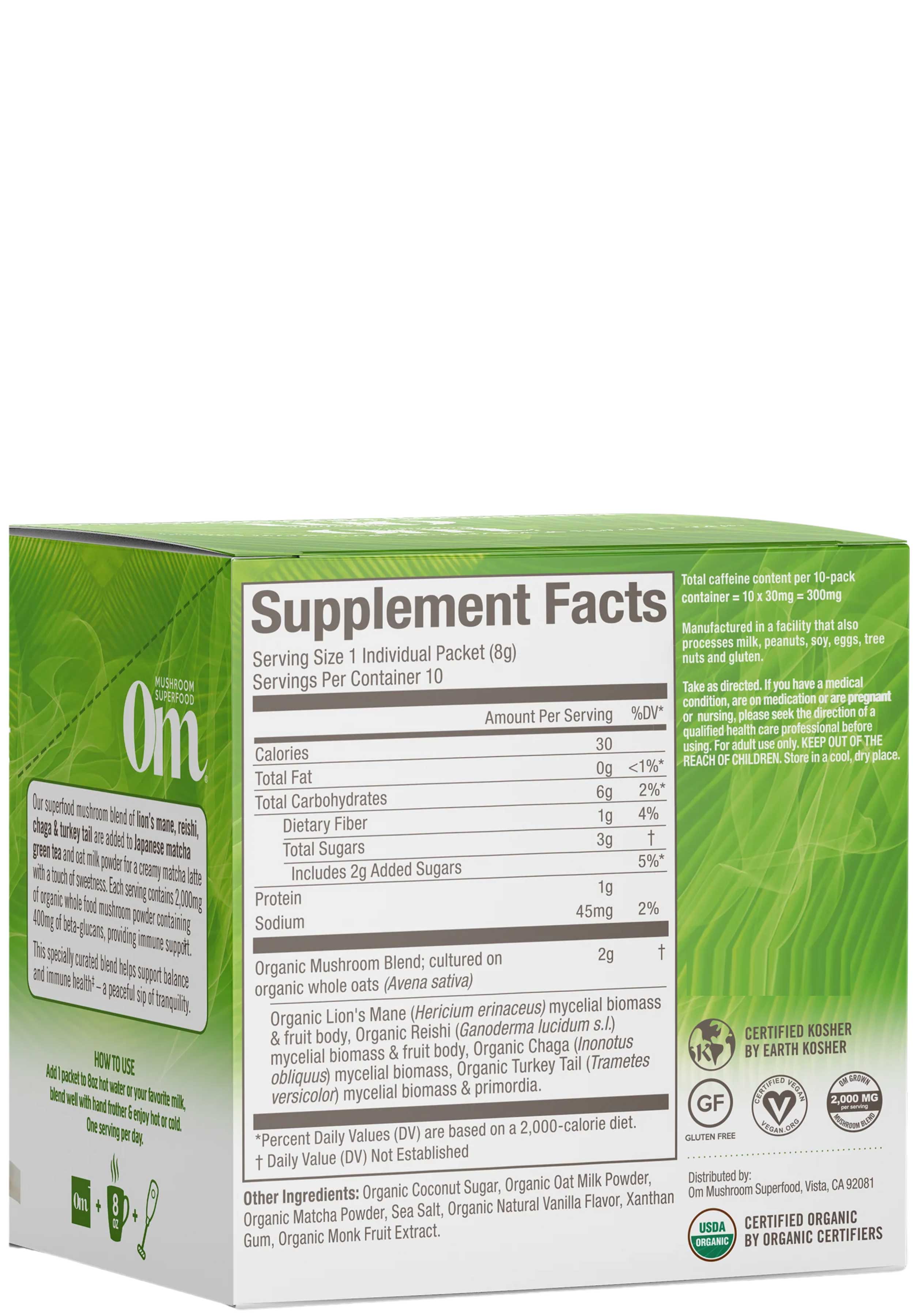 Om Mushroom Superfood Mushroom Matcha Latte Blend Ingredients