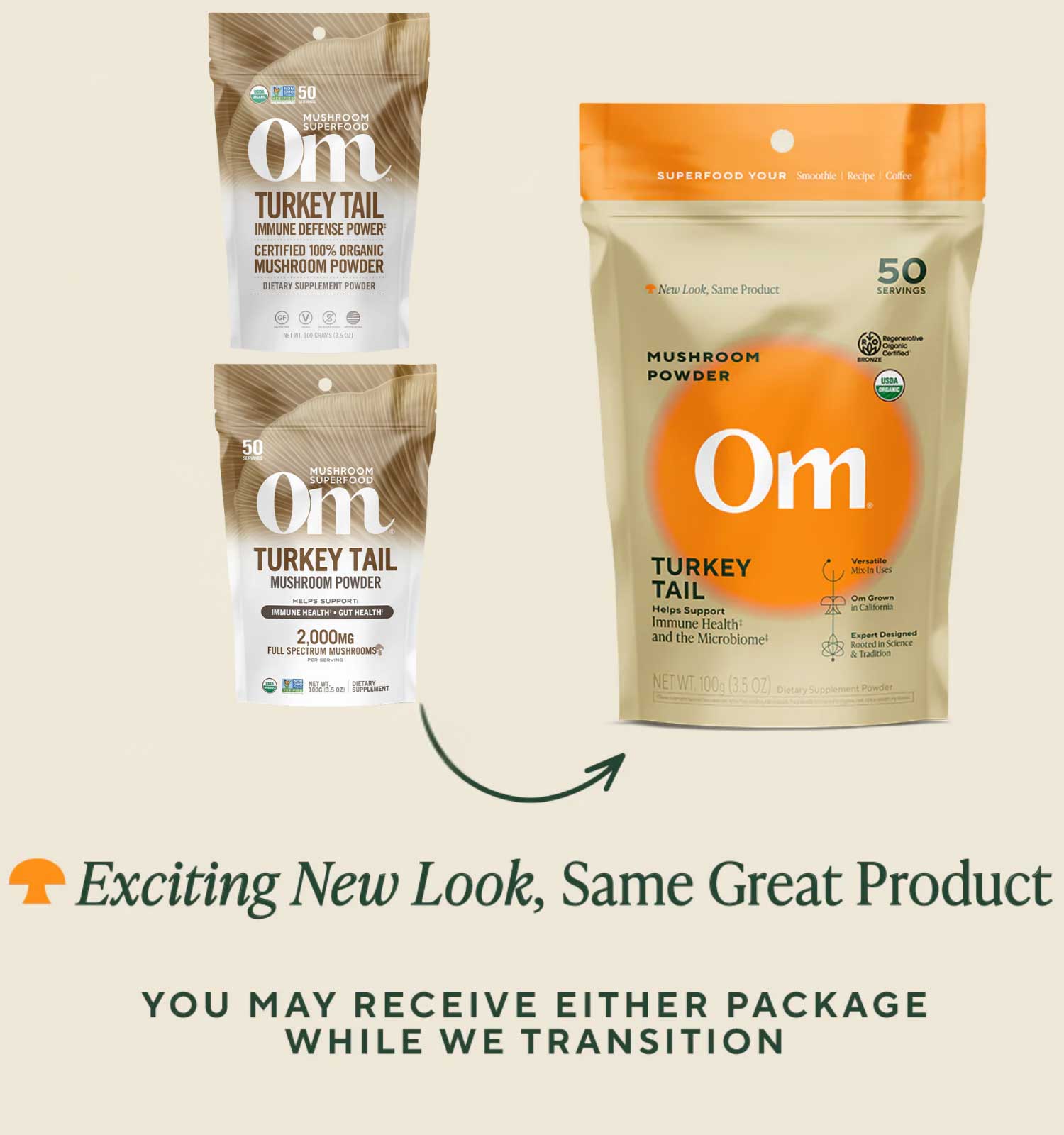 Om Mushroom Superfood Turkey Tail (Trametes Versicolor) New Look