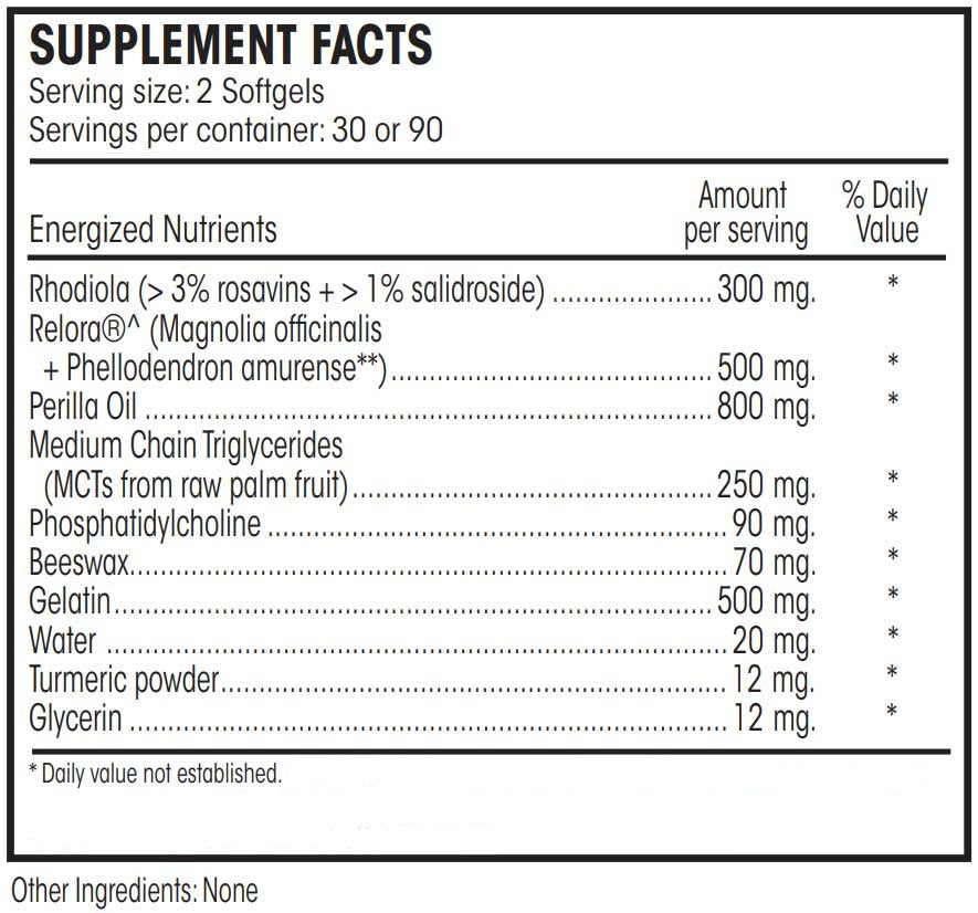 Perque Adreno Distress Guard Ingredients