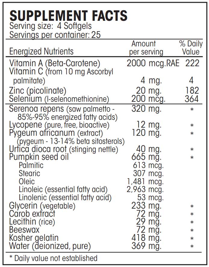 Perque Prost8 Vitality Guard Ingredients