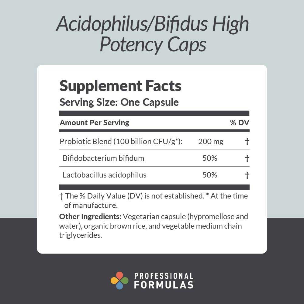 Professional Formulas Acidophilus/Bifidus High Potency Caps Ingredients