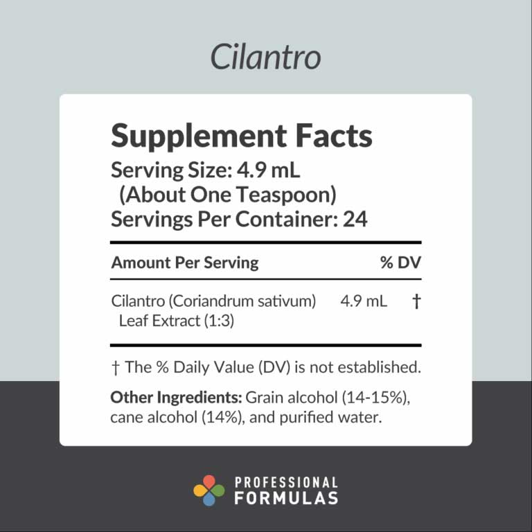 Professional Formulas Cilantro Liquid Ingredients