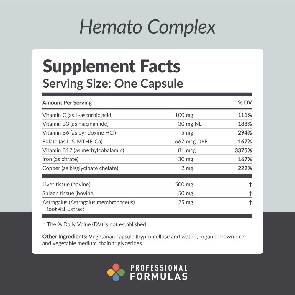 Professional Formulas Hemato Complex Ingredients