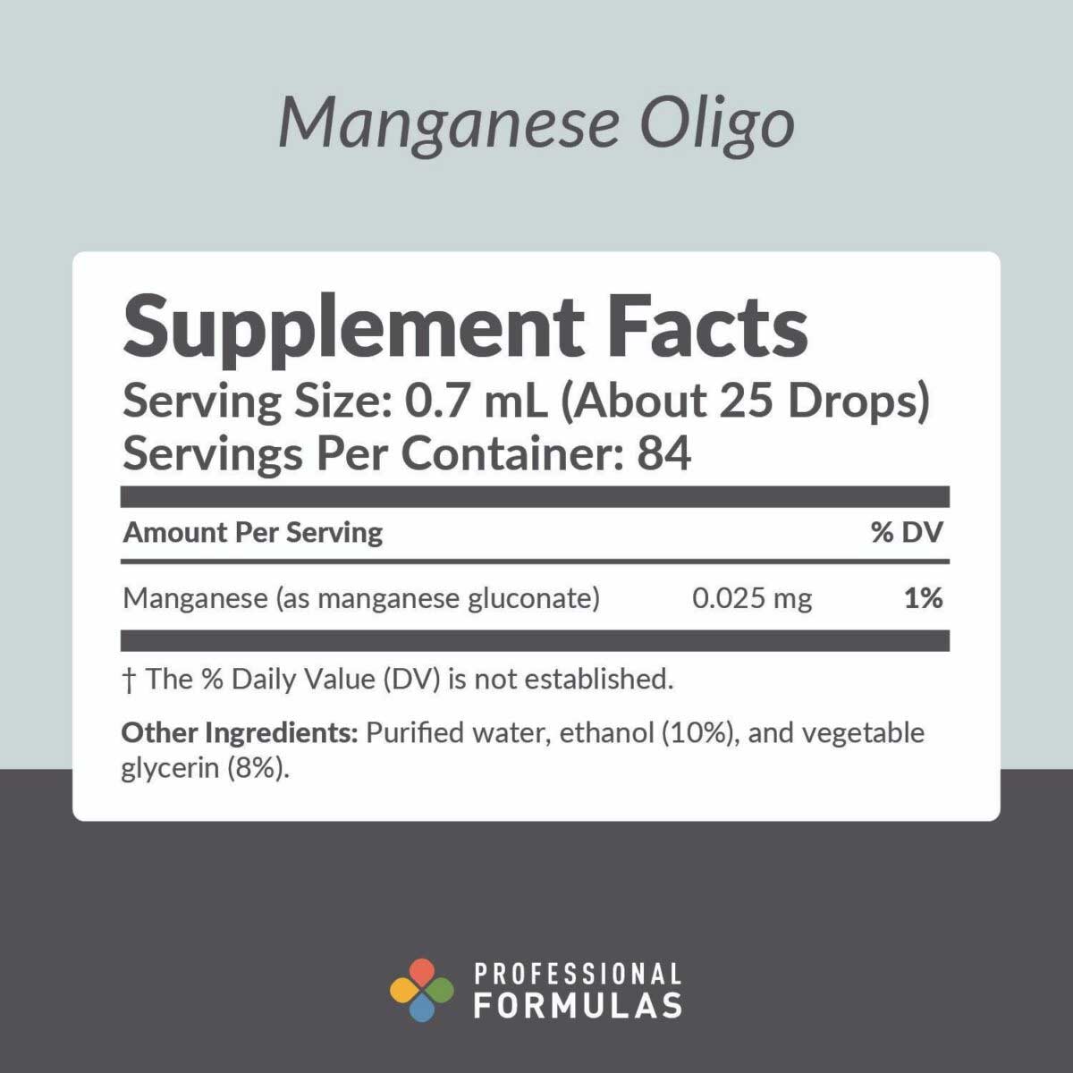 Professional Formulas Manganese Oligo Ingredients