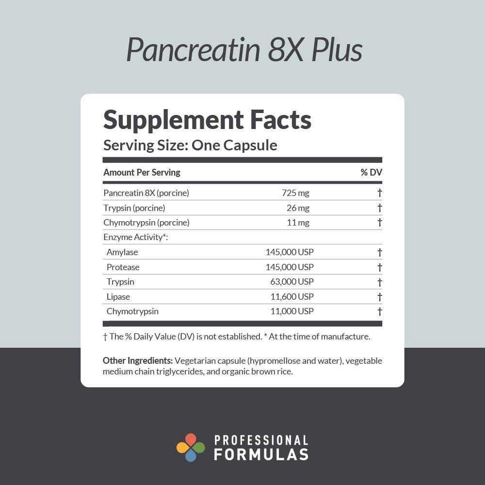 Professional Formulas Pancreatin 8X Plus Ingredients