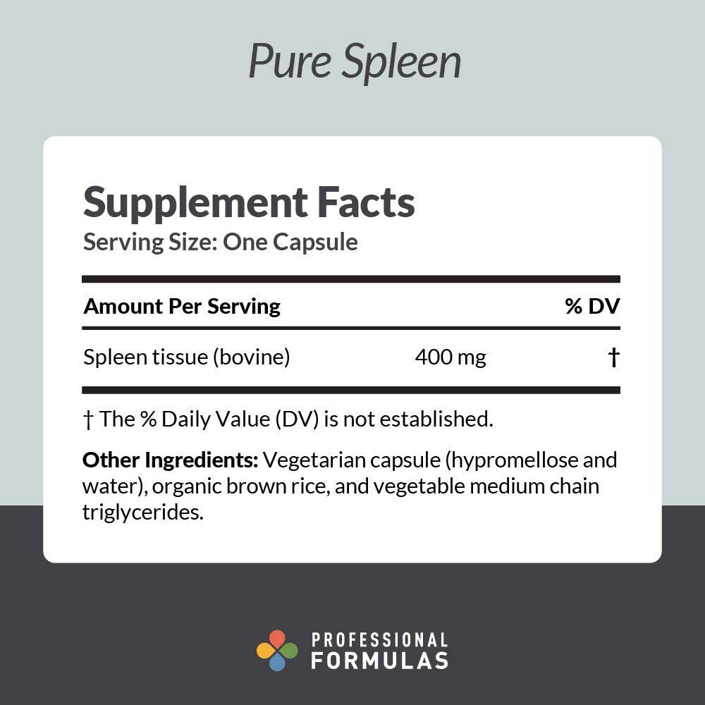Professional Formulas Pure Spleen Ingredients