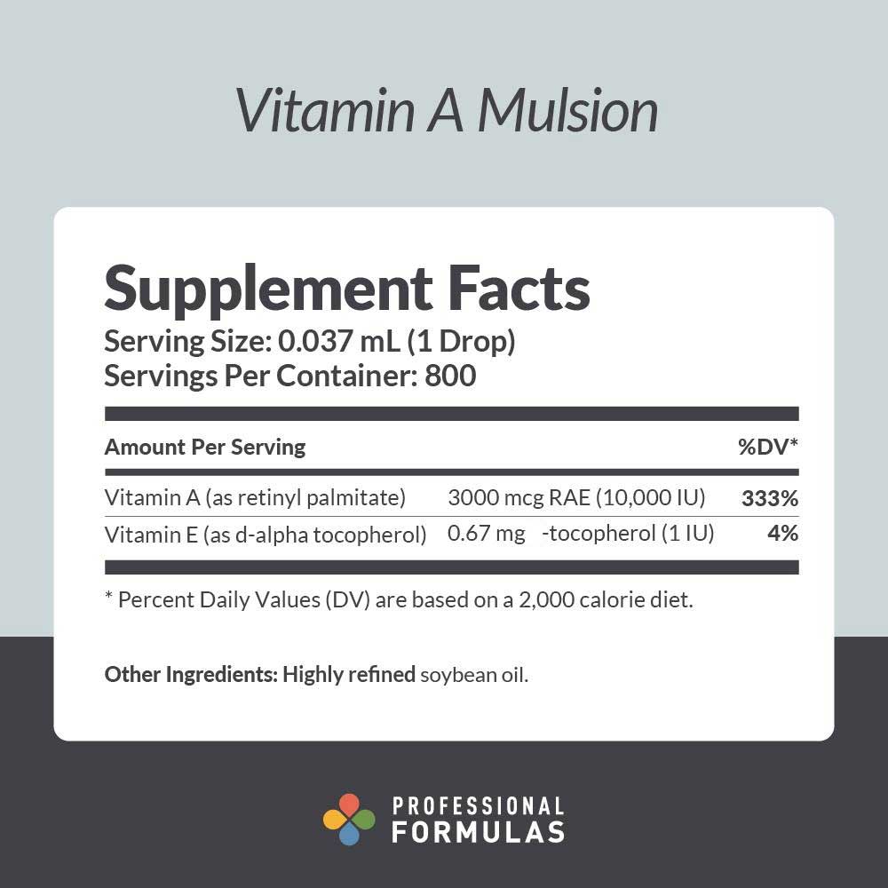 Professional Formulas Vitamin A Mulsion Ingredients