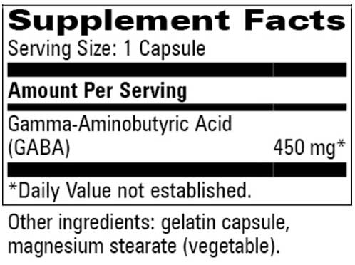 Progressive Laboratories GABA 450 mg Ingredients