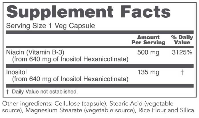 Protocol for Life Balance Flush-Free Niacin 500 mg Ingredients