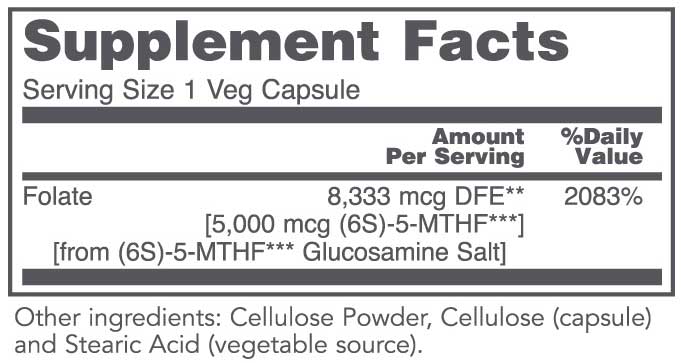 Protocol for Life Balance 5-Methyl Folate 5,000 mcg Ingredients