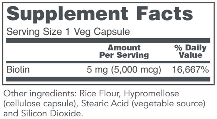 Protocol for Life Balance Biotin 5,000 mcg Ingredients