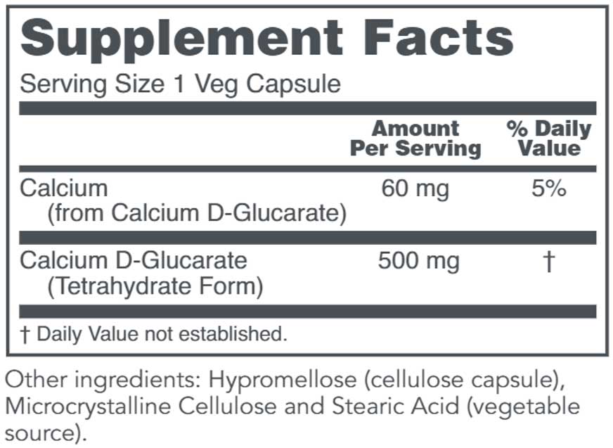 Protocol for Life Balance Calcium D-Glucarate 500 mg Ingredients