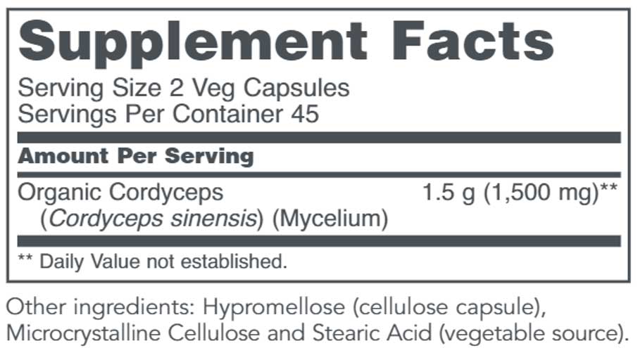 Protocol for Life Balance Cordyceps 750 mg Ingredients