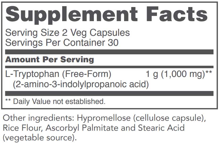 Protocol for Life Balance L-Tryptophan 500 mg Ingredients