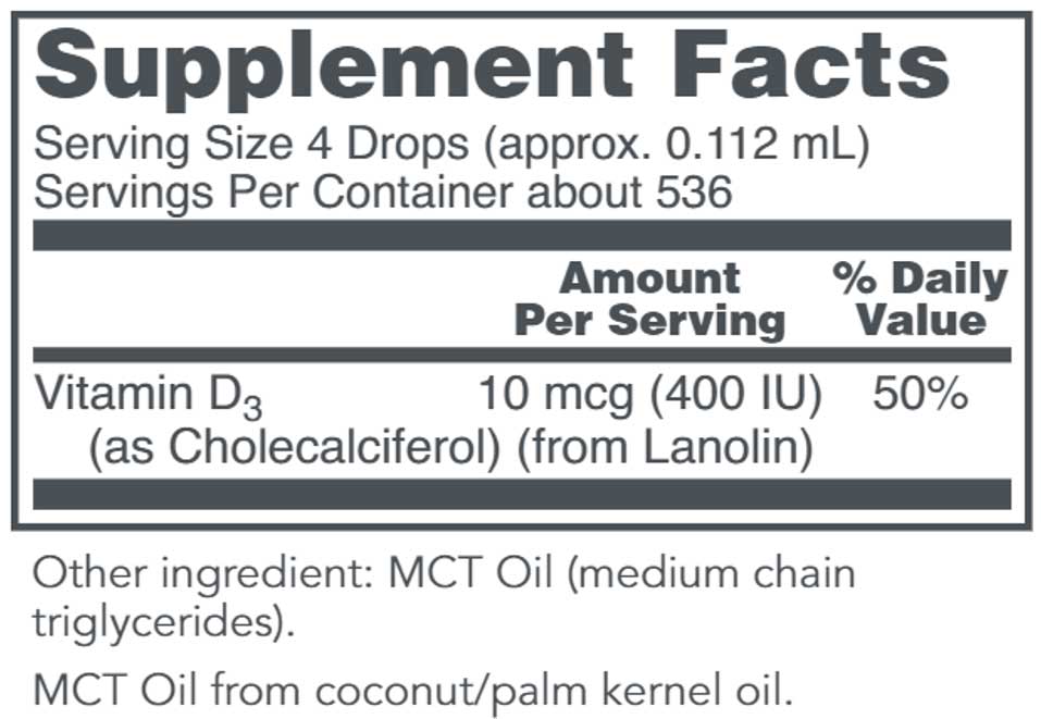 Protocol for Life Balance Liquid Vitamin D3 400 IU Ingredients