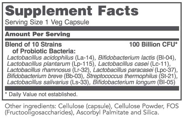 Protocol for Life Balance ProtoDophilus 100 Billion, 10 Strains Ingredients