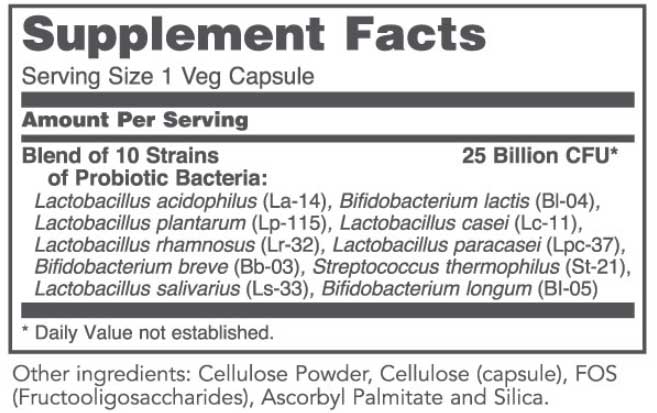 Protocol for Life Balance ProtoDophilus 25 Billion, 10 Strains Ingrediens