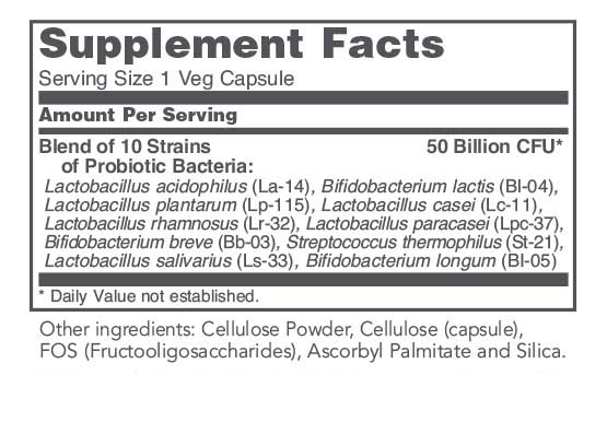 Protocol for Life Balance ProtoDophilus 50 Billion, 10 Strains Ingredients