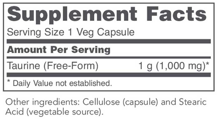 Protocol for Life Balance Taurine 1000 mg Ingredients