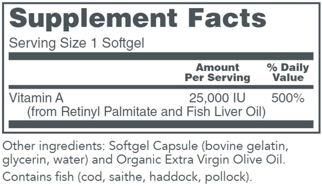 Protocol for Life Balance Vitamin A 25,000 IU Ingredients