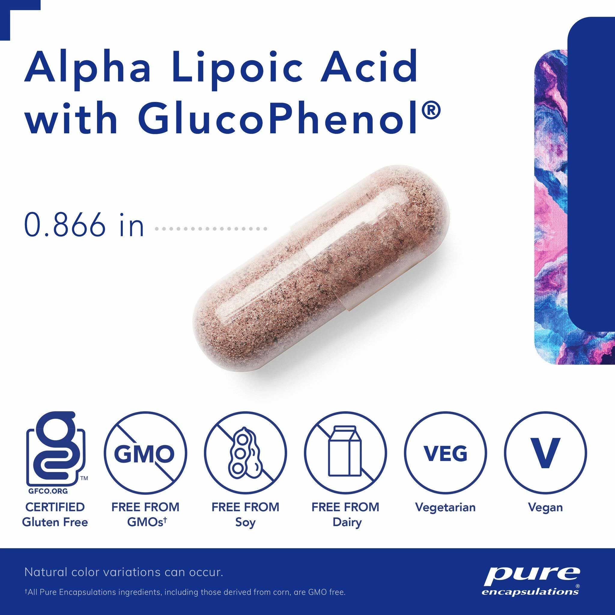 Pure Encapsulations Alpha Lipoic Acid with GlucoPhenol Capsules