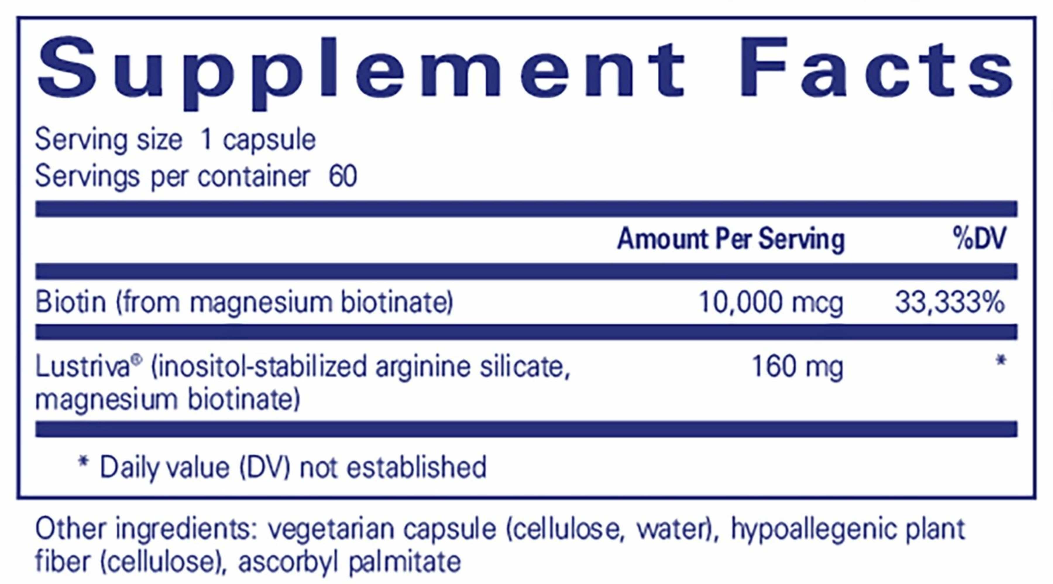 Pure Encapsulations Biotin Complex Hair & Skin Ingredients 