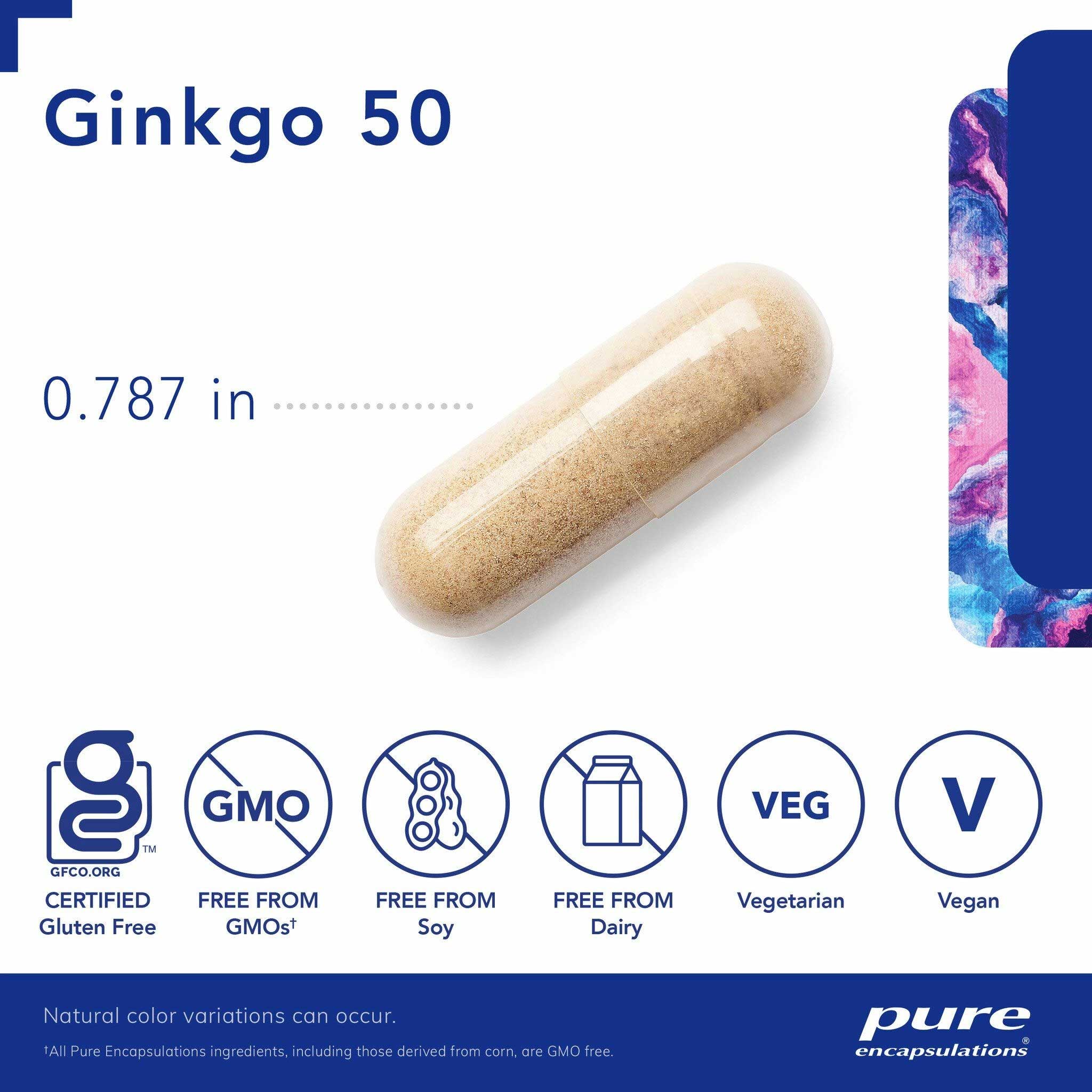 Pure Encapsulations Ginkgo 50 160mg Capsules