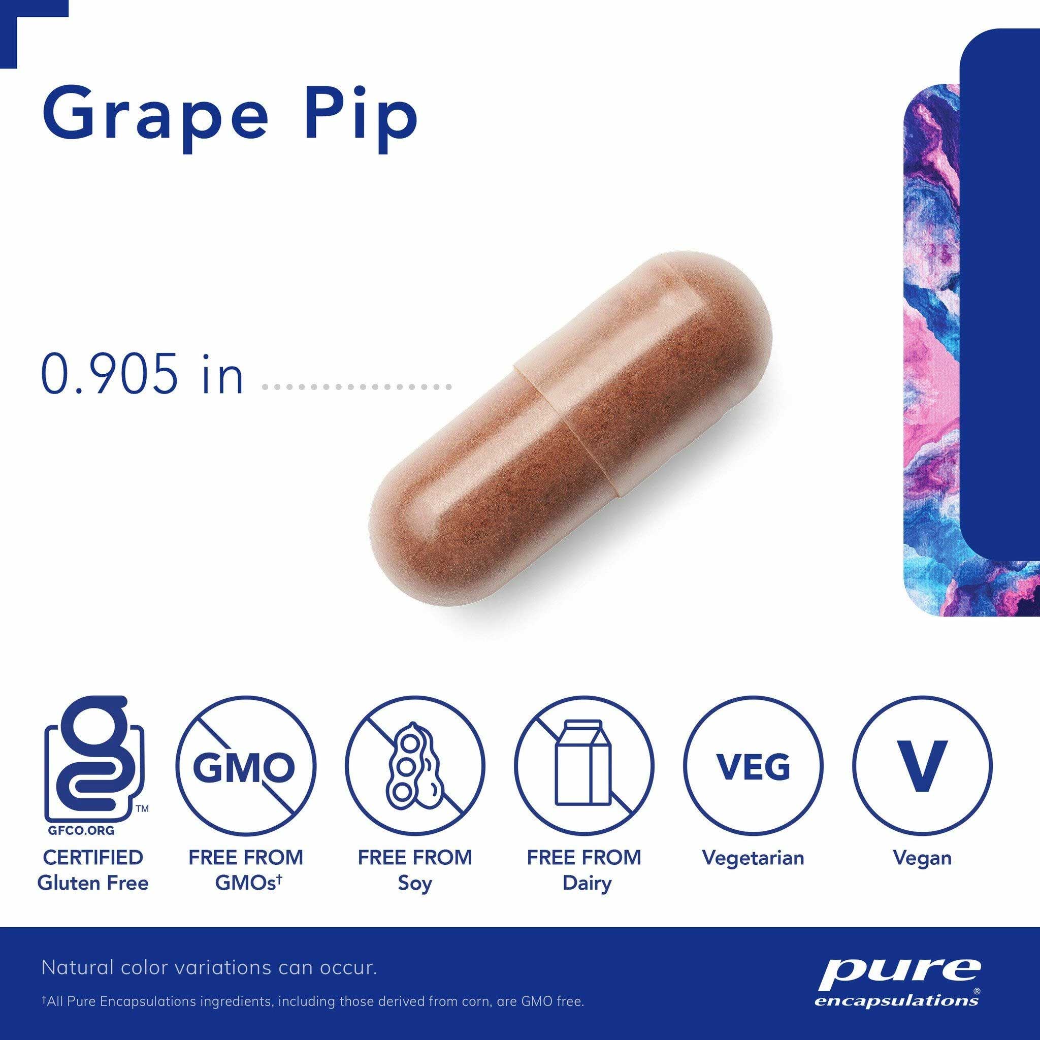 Pure Encapsulations Grape Pip 500 mg Capsules