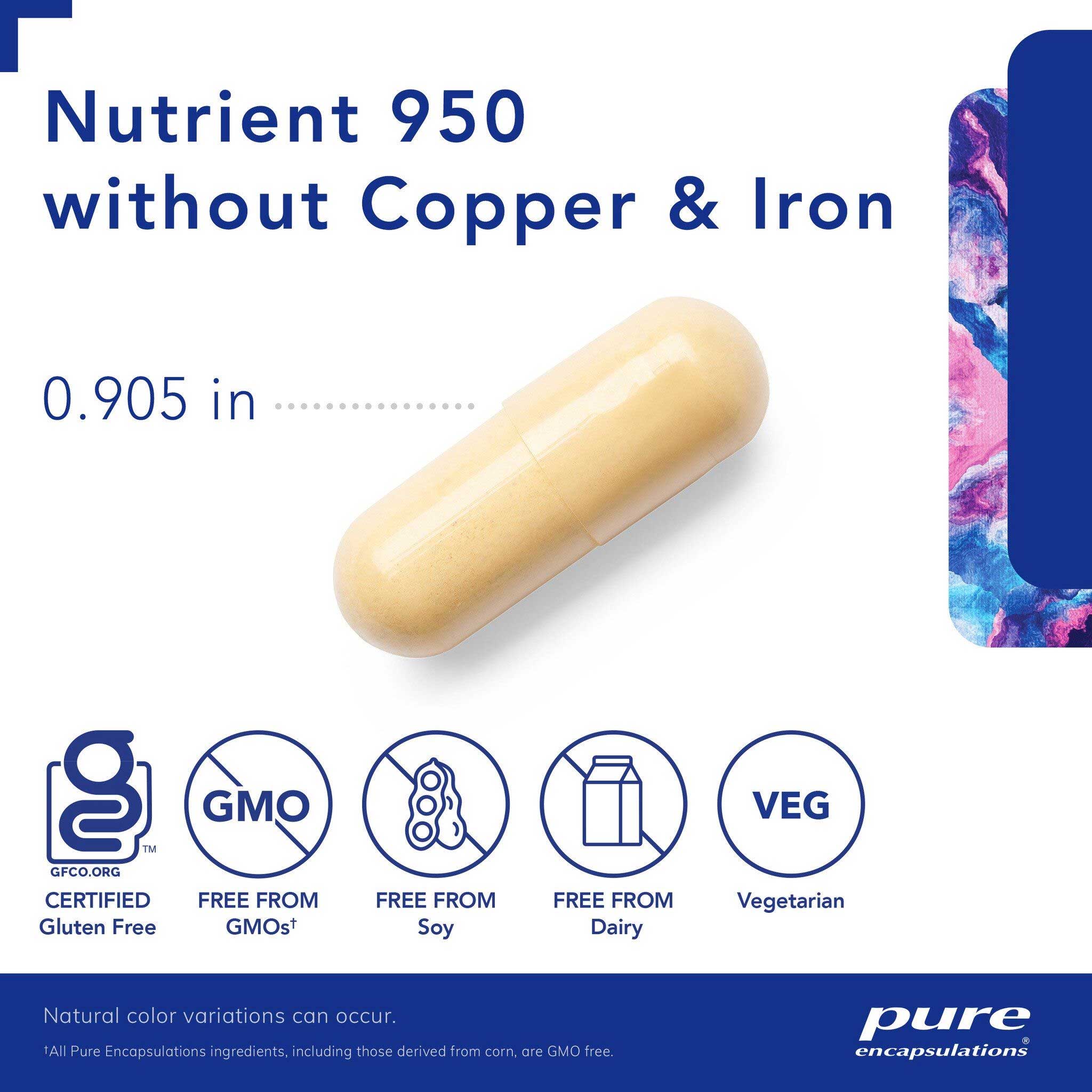 Pure Encapsulations Nutrient 950 without Copper & Iron Capsules