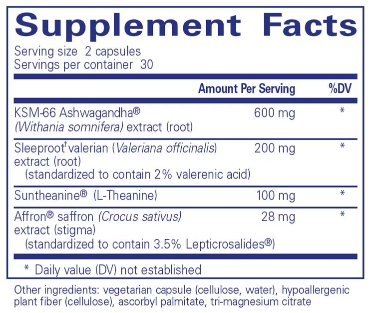 Pure Encapsulations Pure Sleep Ingredients