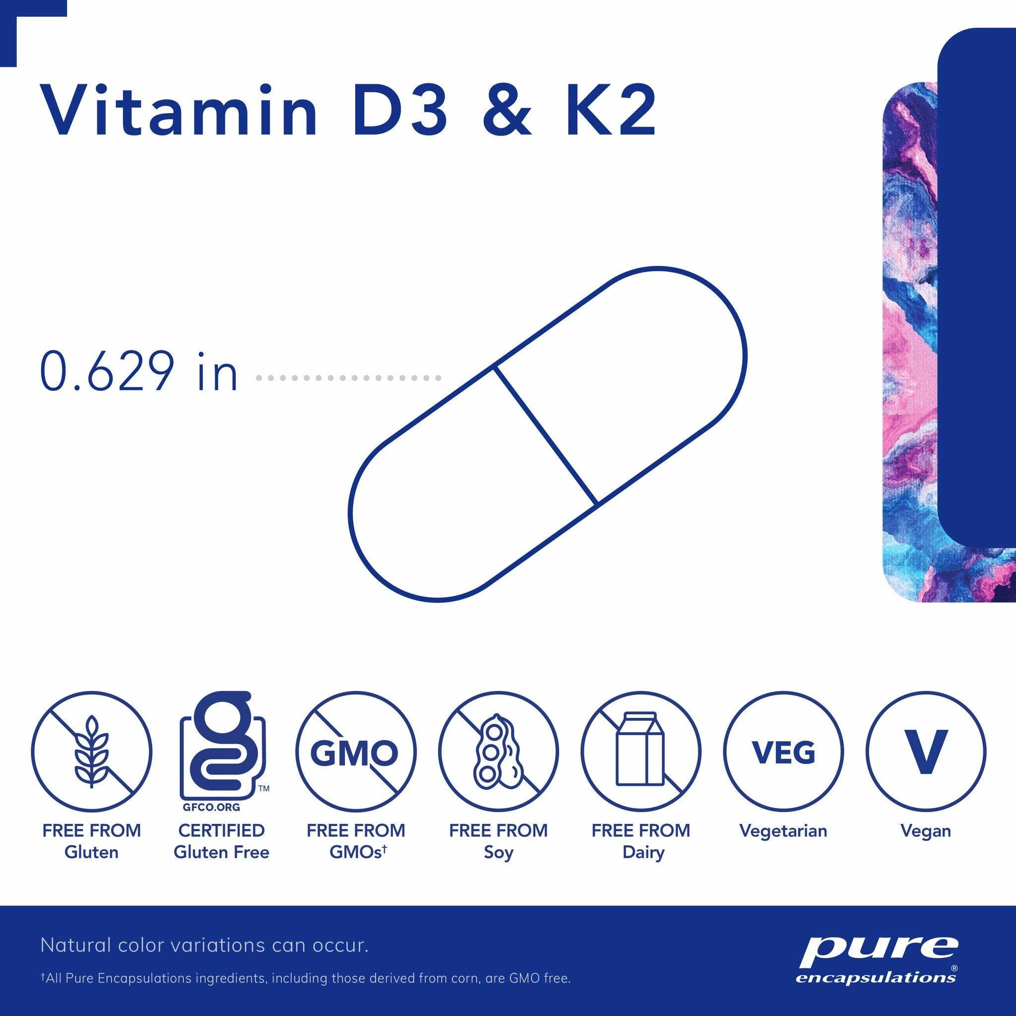 Pure Encapsulations Vitamin D3 & K2 Capsules