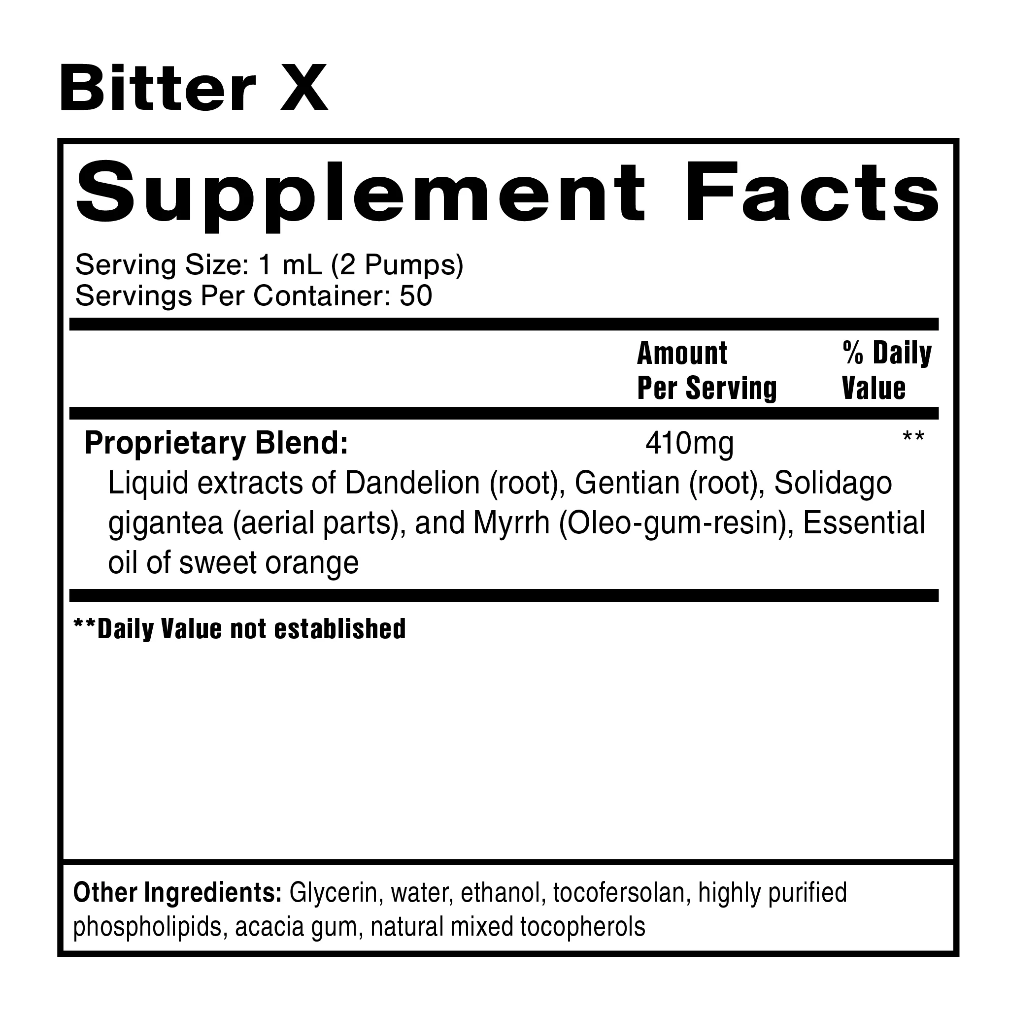 Quicksilver Scientific Dr. Shade’s Bitter X Ingredients