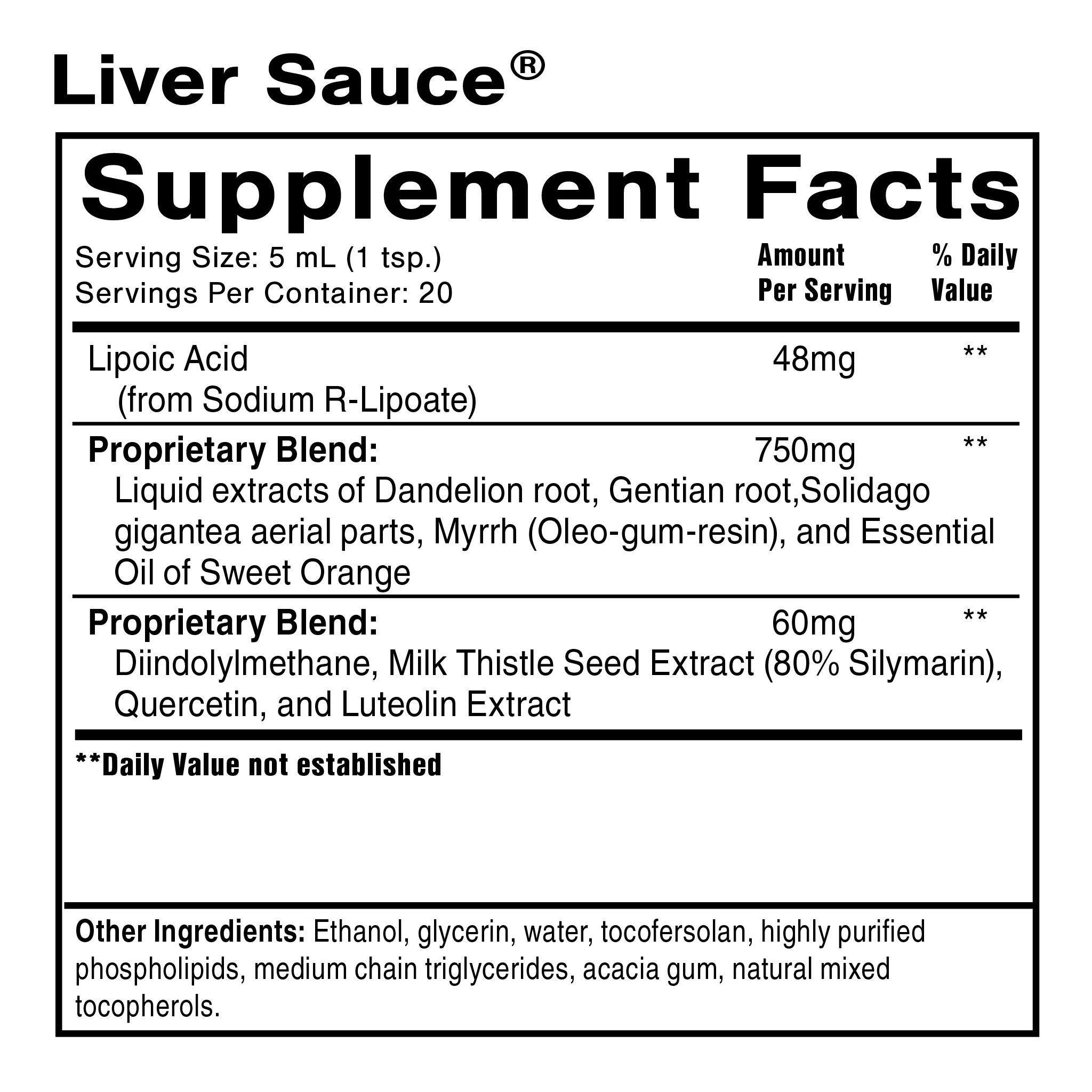 Quicksilver Scientific Dr. Shade's Liver Sauce Ingredients