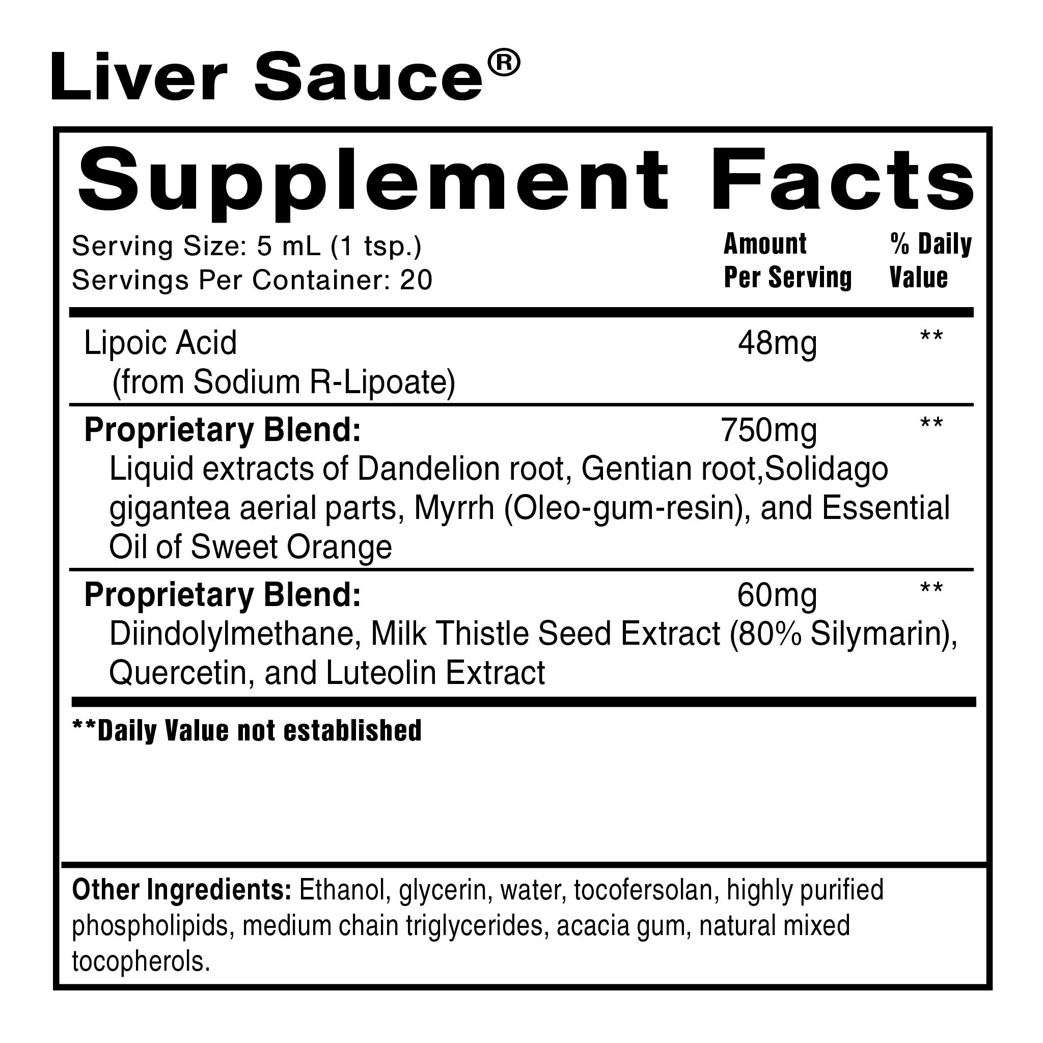 Quicksilver Scientific Dr. Shade's Liver Sauce Ingredients