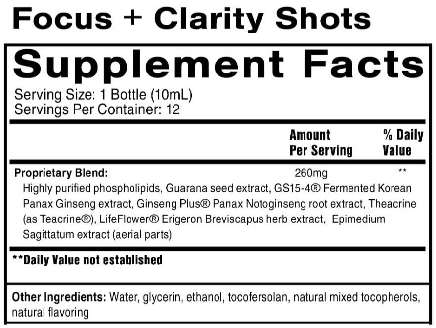 Quicksilver Scientific Focus+ Clarity Ingredients