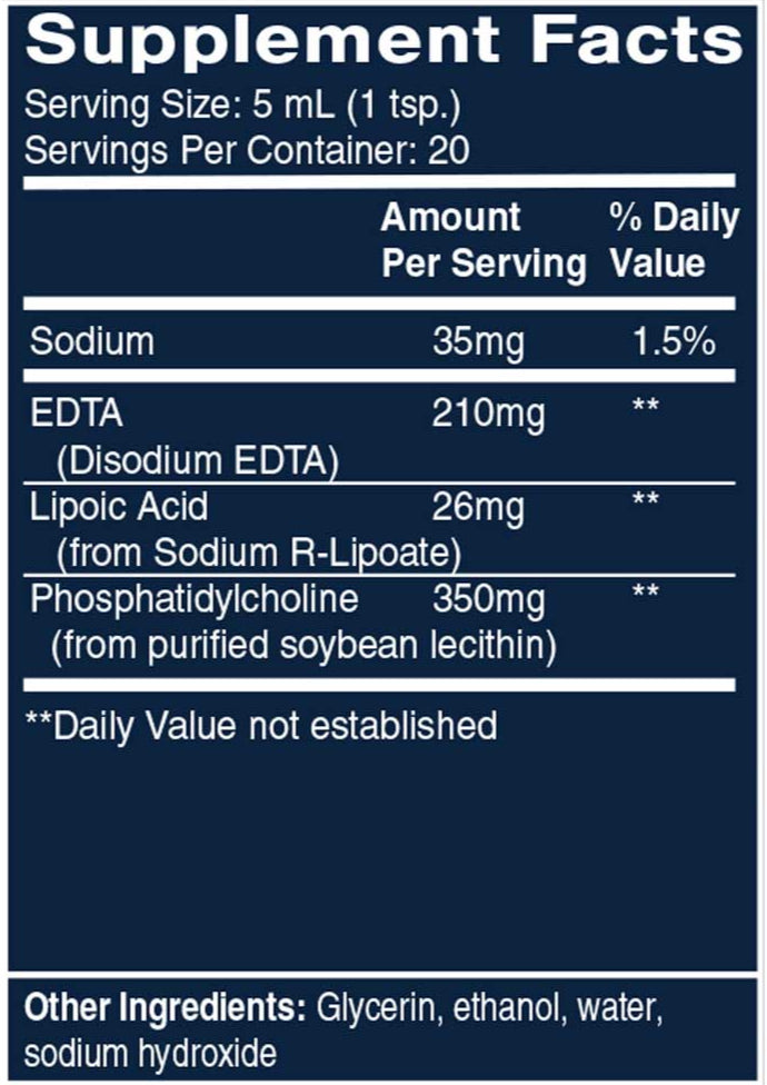 Quicksilver Scientific Liposomal EDTA with R-Lipoic Acid Ingredients