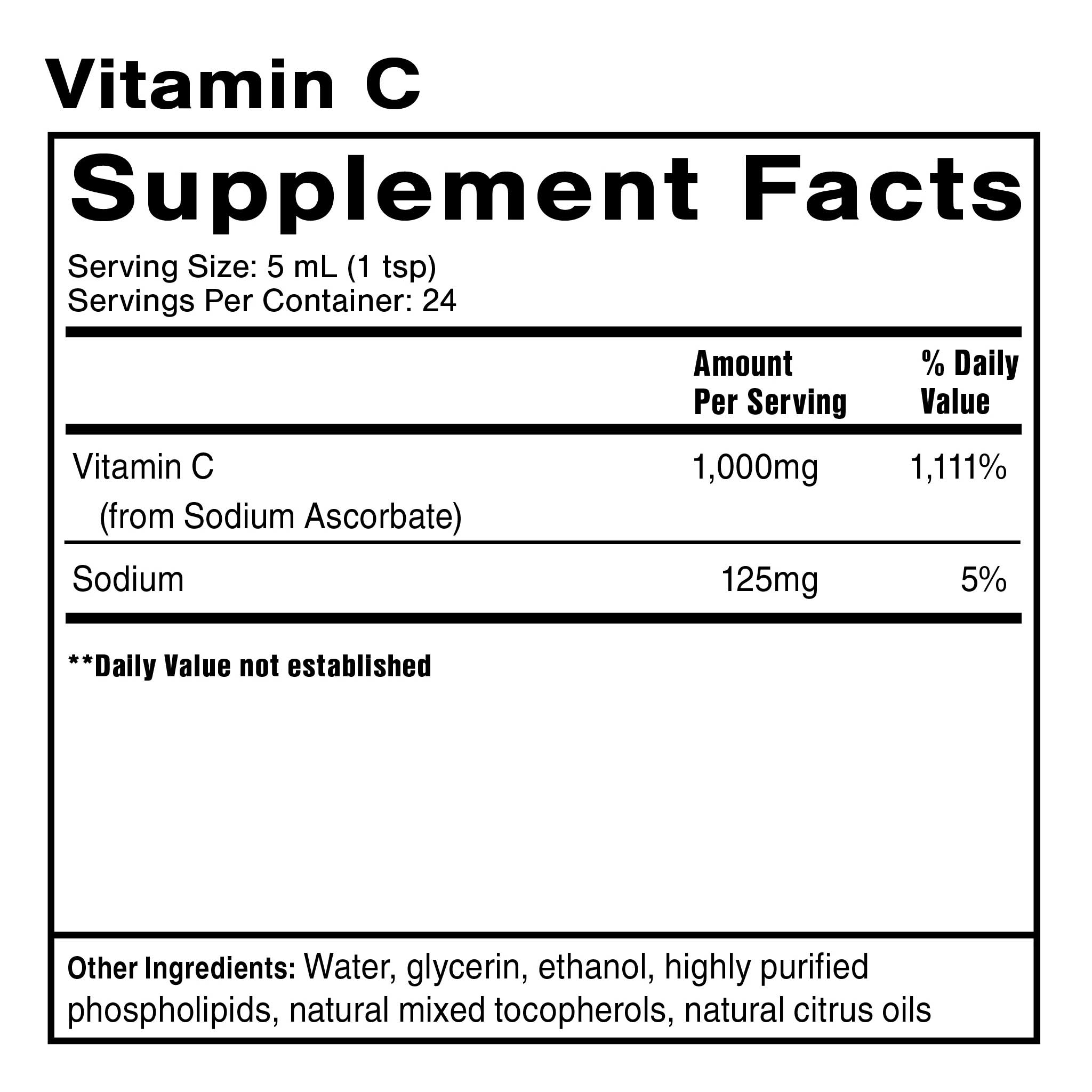 Quicksilver Scientific Liposomal Vitamin C Ingredients